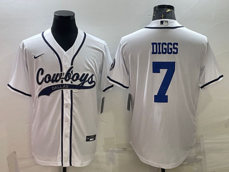 Men Dallas Cowboys #7 Diggs White Nike Co branded NFL Jerseys->dallas cowboys->NFL Jersey
